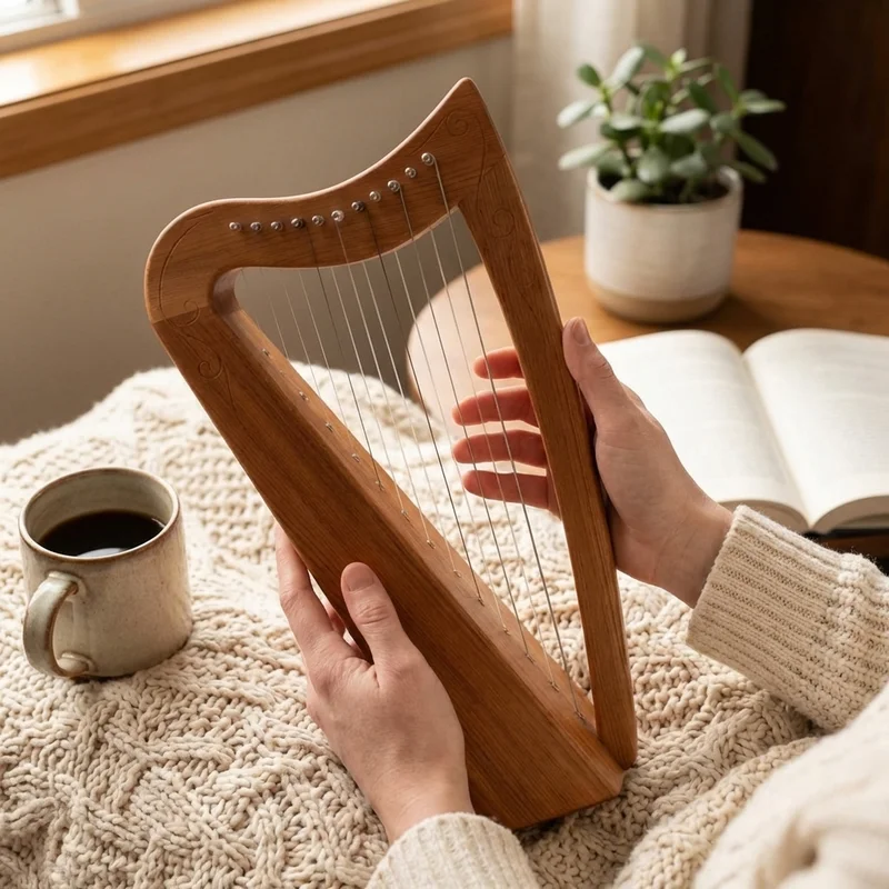 Harfa Kolanowa z Czerwonego Cedru — 8 Strun Diatoniczna Ekologiczna - 4