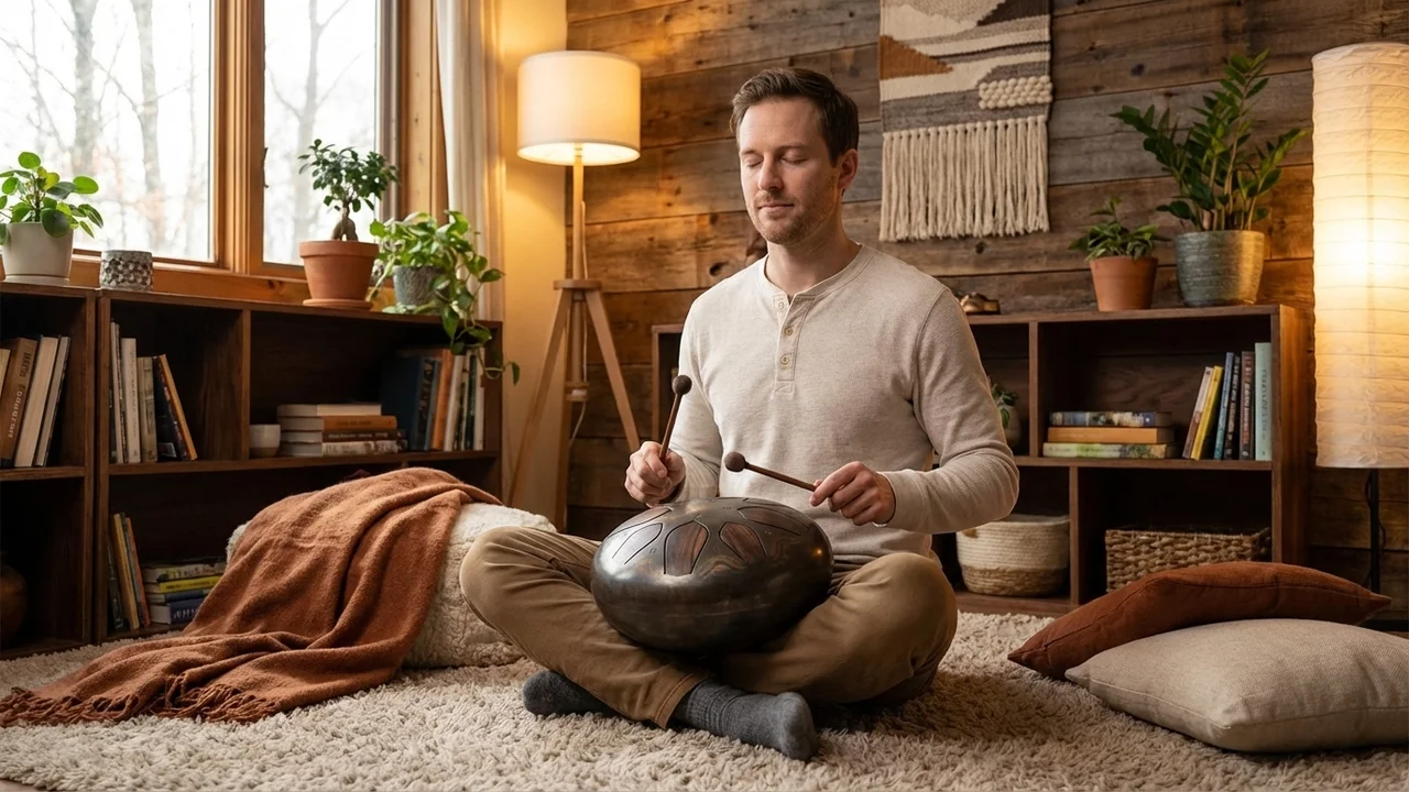 Reclaimed Teak Tongue Drum — 8 Notes D Minor Meditation - 5
