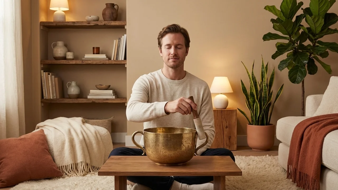 Hammered Brass Taoist Bowl — C Note Celestial Pattern - 5