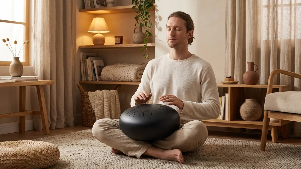 Alloy Steel Tongue Drum — D Minor 13-Note Obsidian Black - 5