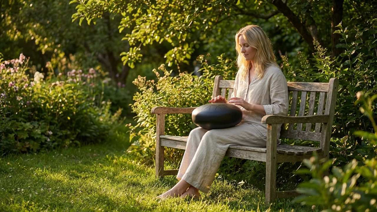 Alloy Steel Tongue Drum — D Minor 13-Note Obsidian Black - 6