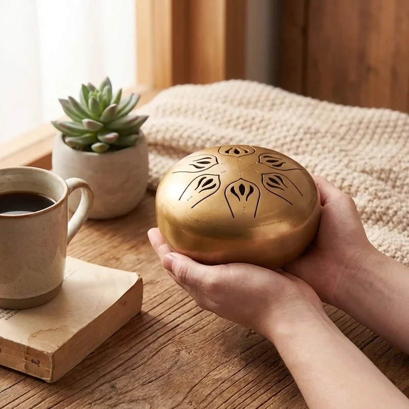 Mini Stalowy Bęben Językowy — C Pentatonika 6 Tonów Złoty Wschód Słońca - 4