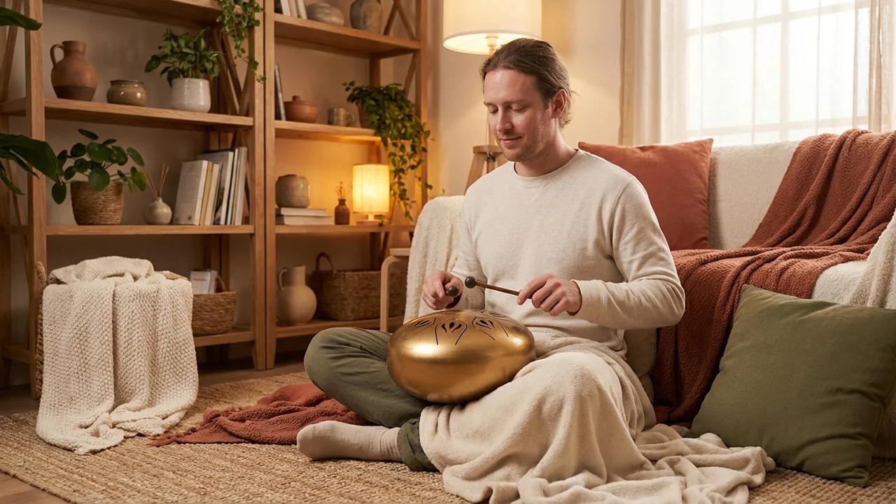 Mini Stalowy Bęben Językowy — C Pentatonika 6 Tonów Złoty Wschód Słońca - 5