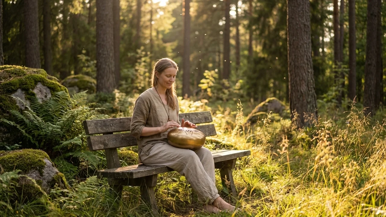 Mini Stalowy Bęben Językowy — C Pentatonika 6 Tonów Złoty Wschód Słońca - 6