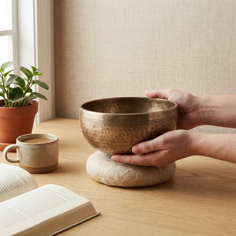 Ręcznie Kuta Misa Tybetańska — Nuta D Czakra Sakralna - 4