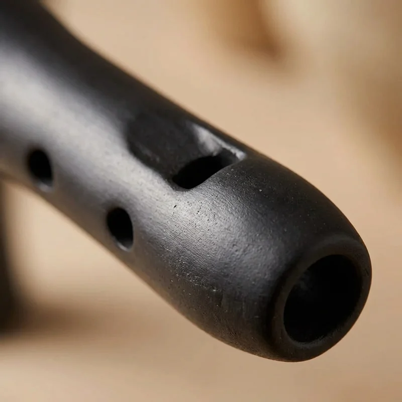 Czarny Ceramiczny Flet Naczyniowy — Sopran G Minimalistyczne Matowe Wykończenie - 3