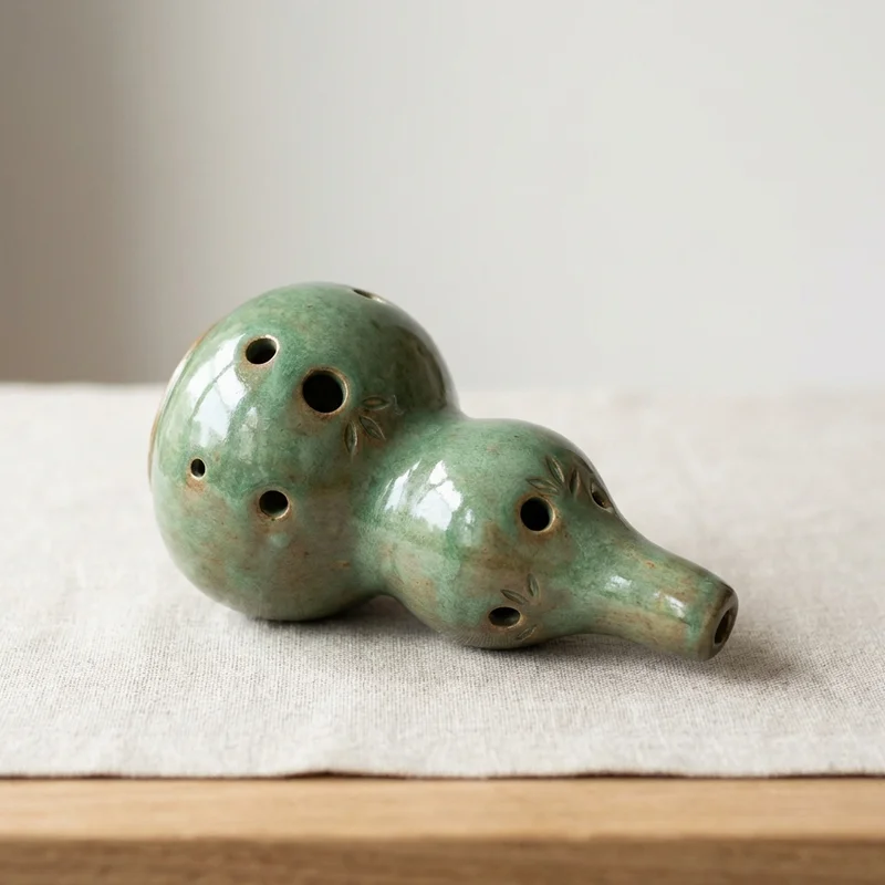 Flet Naczyniowy Dwukomorowy w Glazurze Jadeitowej — Podwójny Ton Harmonijny - 1