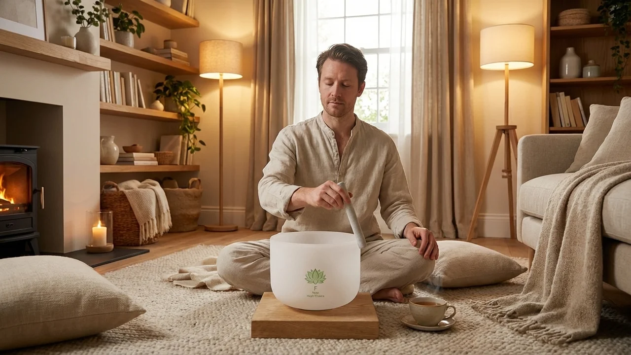 Frosted Crystal Singing Bowl — F Note Heart Chakra 10-Inch - 5