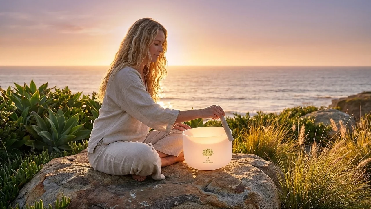 Frosted Crystal Singing Bowl — F Note Heart Chakra 10-Inch - 6